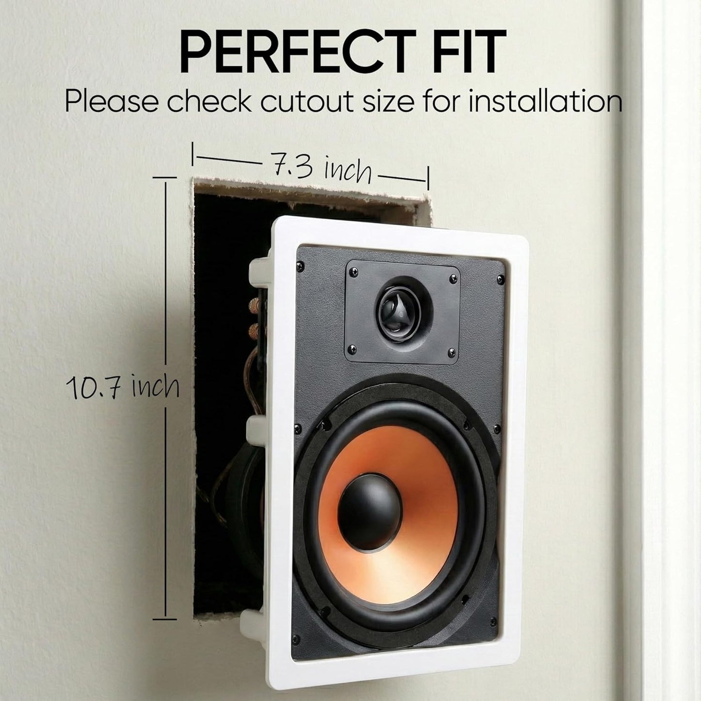 M-6S 6.5 Inch 2-Way In-Wall Speaker for Home Theater, Whole House Audio, Indoor or Covered Outdoor Areas, 6.5" Poly Woofer, 1" Pivoting Silk Tweeter, White, Paintable, Each